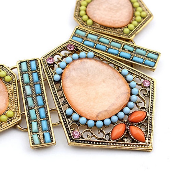 Orange & Blue Boho Statement Earring Set - Picture 4 of 5
